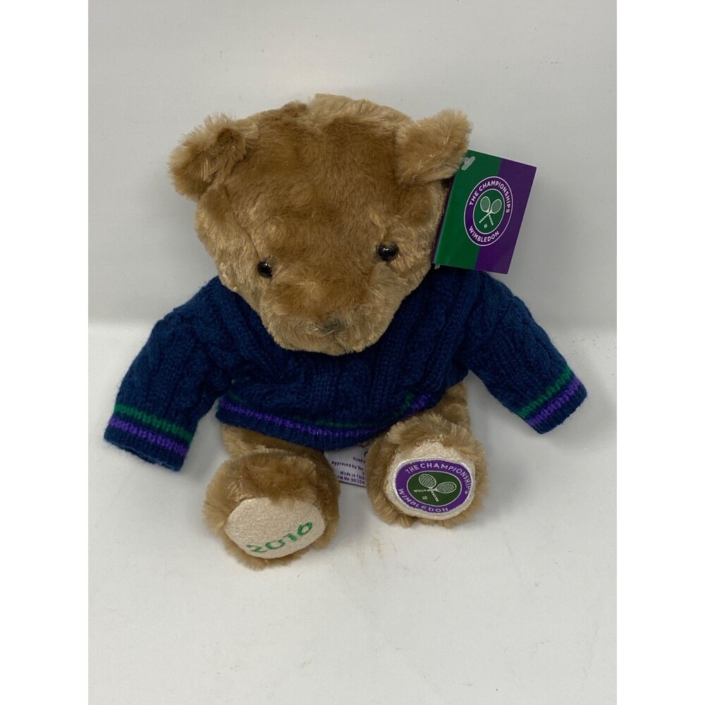 2016 Official Wimbledon Tennis Plush Teddy Bear Cable Knit Sweater NWT CUTE!